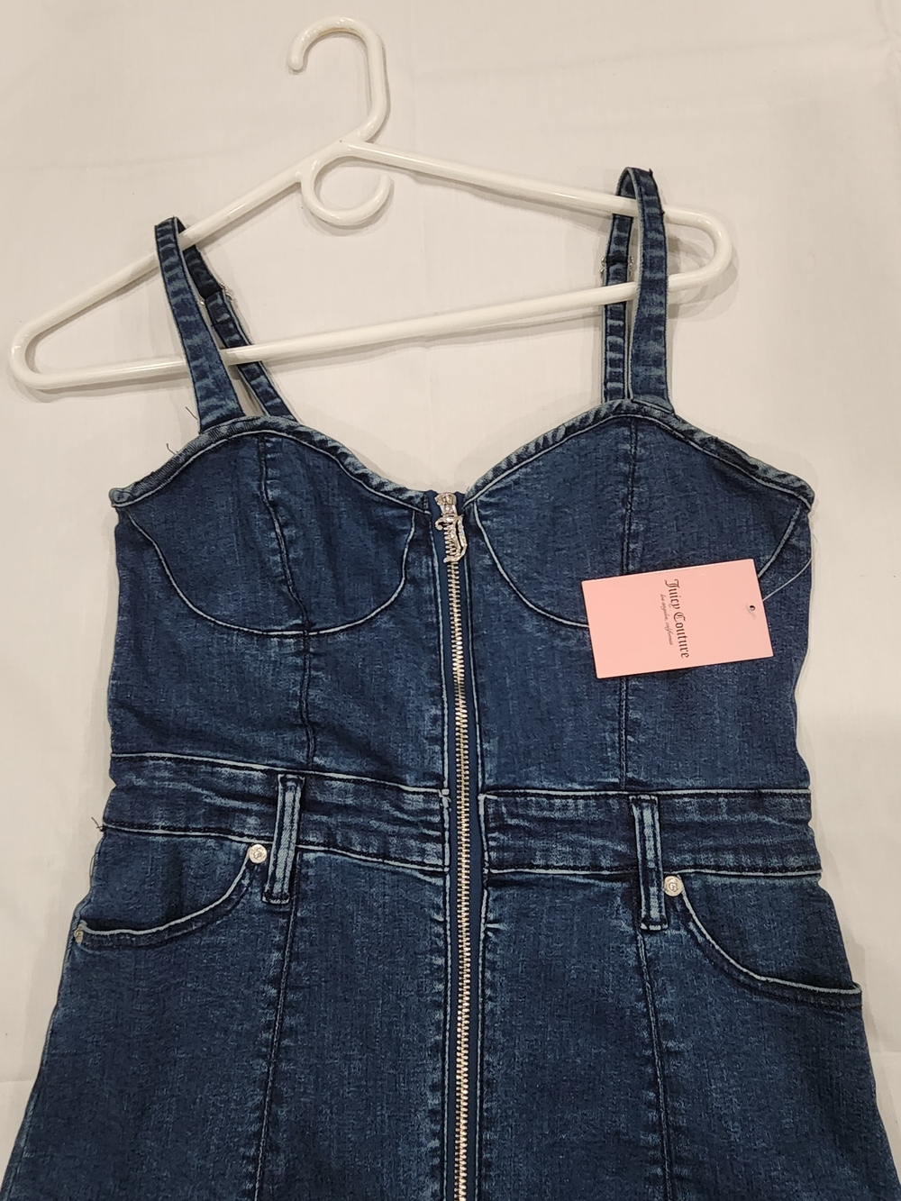 Juicy Couture Dark Blue Denim Zip Front One-Piece